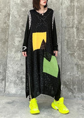 Modern o neck pockets clothes Work Outfits black Kaftan Dress AT-FDL200812