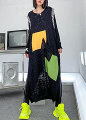 Modern o neck pockets clothes Work Outfits black Kaftan Dress AT-FDL200812