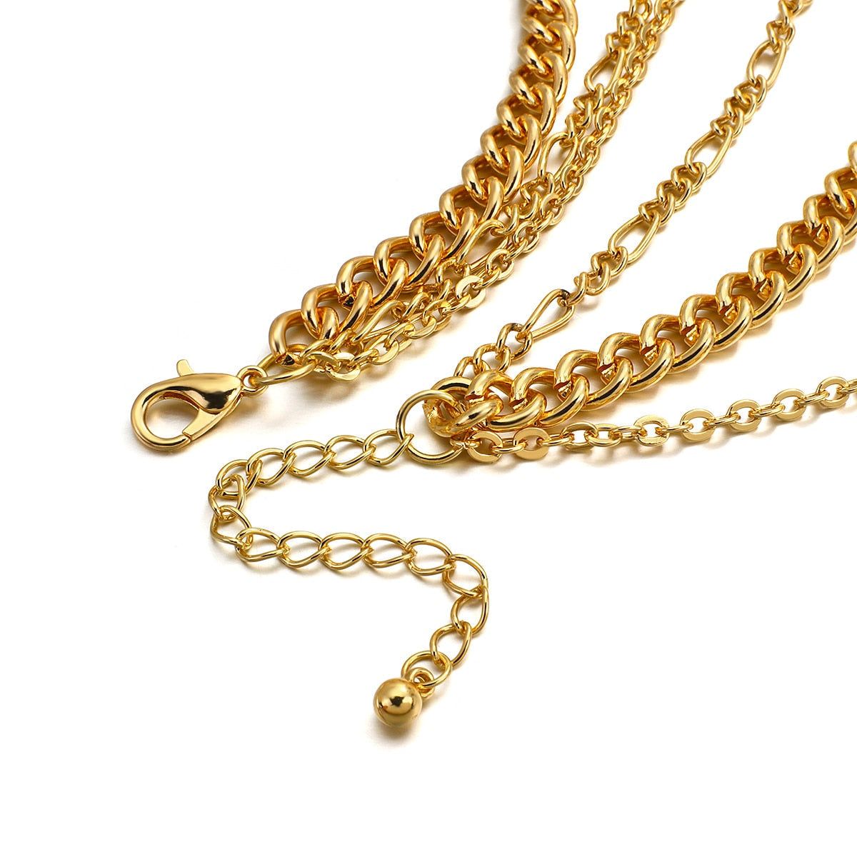 Multi-Layer Golden Color With Big Heart Pendant Necklaces Charm Jewelry LOS0348 Touchy Style
