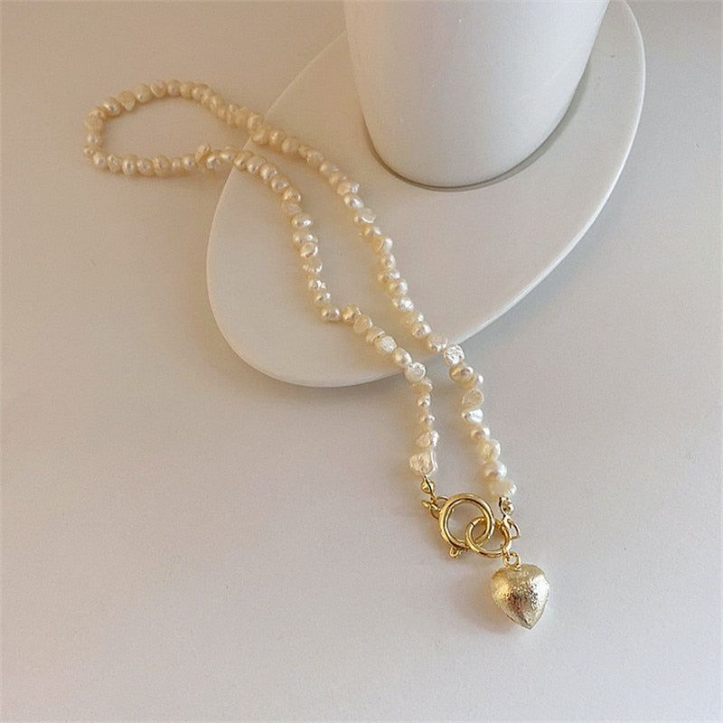 Natural Baroque Freshwater Pearl Heart-shaped Bracelet Necklaces Charm Jewelry Set YS1255 Touchy Style