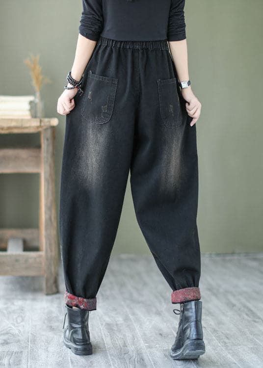 Natural Black Button denim harem Pants Spring NZ-LPTS220105