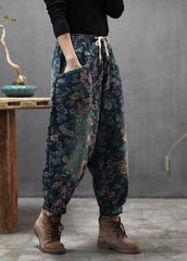 Natural Blue Cinched Print denim Pants Winter BSNZK-LPTS211124