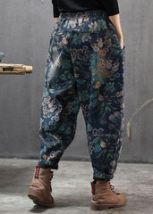Natural Blue Cinched Print denim Pants Winter BSNZK-LPTS211124