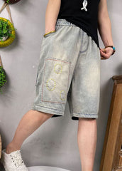 Natural Blue Embroideried denim shorts Summer NZ-LPTS220105