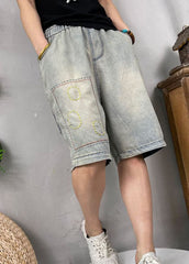Natural Blue Embroideried denim shorts Summer NZ-LPTS220105