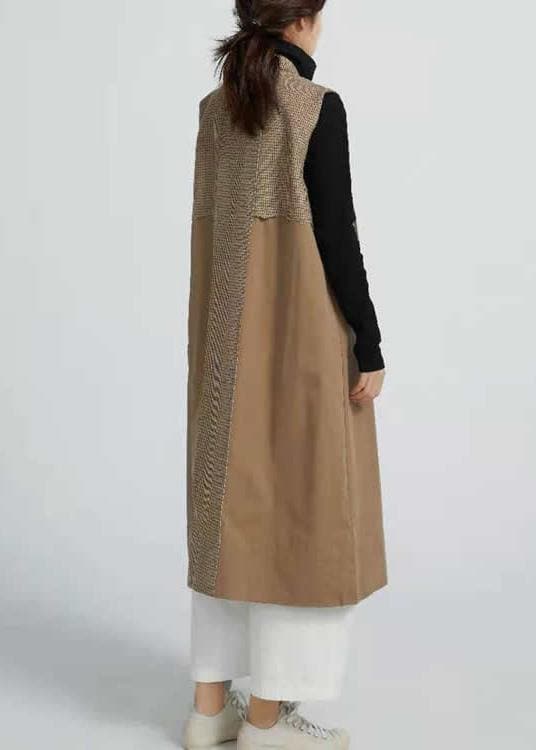 Natural Sleeveless  Spring Outfit Patchwork Art Coat TCT210107