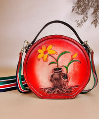 Natural Yellow Embossing Paitings Calf Leather Satchel Handbag ZPBAG-BGS220209