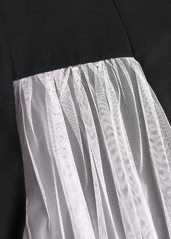 Natural black cotton quilting clothes o neck patchwork tulle Robe summer Dresses AT-SDL200623