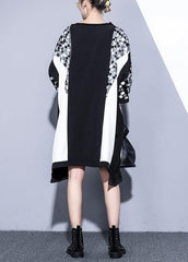 Natural black white patchwork cotton clothes Sequined Plus Size Clothing summer tops AT-SDM190411