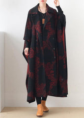 Natural burgundy print Plus Size clothes For Women Notched asymmetric outwears AM-TCT201126