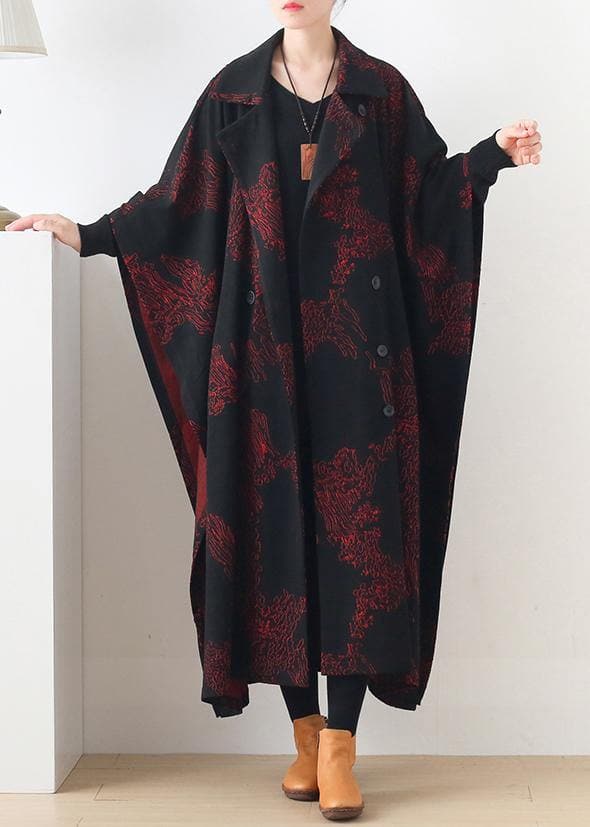 Natural burgundy print Plus Size clothes For Women Notched asymmetric outwears AM-TCT201126