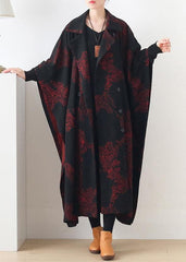 Natural burgundy print Plus Size clothes For Women Notched asymmetric outwears AM-TCT201126