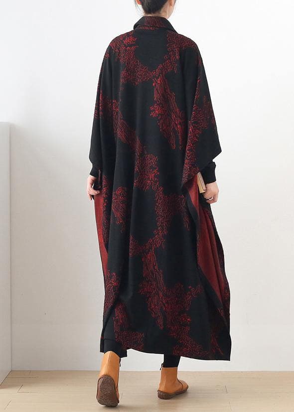 Natural burgundy print Plus Size clothes For Women Notched asymmetric outwears AM-TCT201126