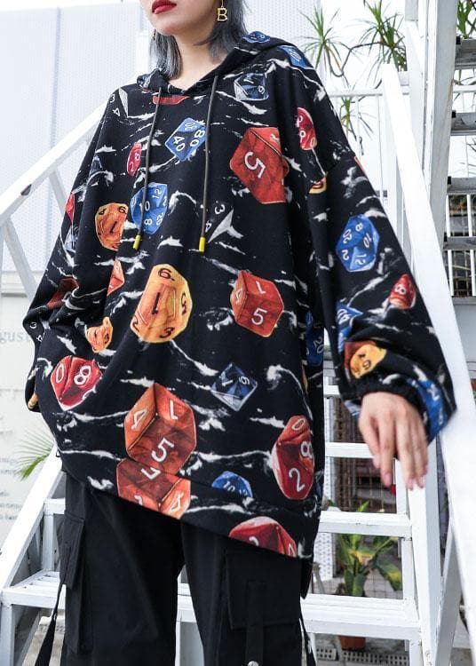 Natural hooded cotton clothes For Women Photography black prints shirts fall AT-LTP190923