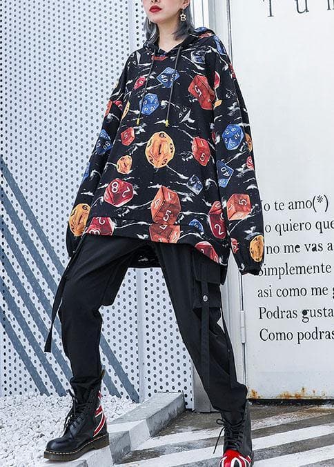 Natural hooded cotton clothes For Women Photography black prints shirts fall AT-LTP190923