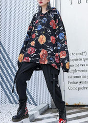 Natural hooded cotton clothes For Women Photography black prints shirts fall AT-LTP190923