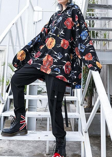 Natural hooded cotton clothes For Women Photography black prints shirts fall AT-LTP190923