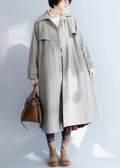 Natural lapel collar Fashion tie waist clothes For Women gray baggy coat TCT191125