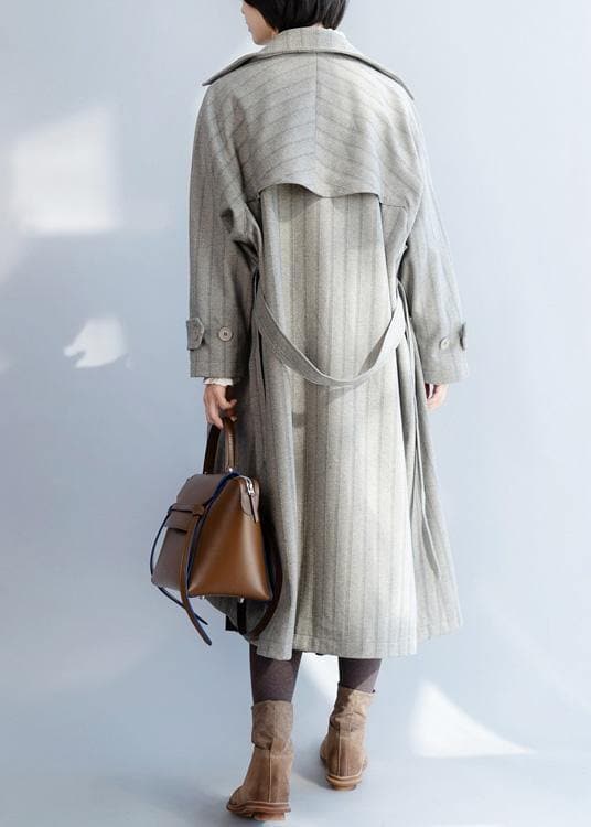 Natural lapel collar Fashion tie waist clothes For Women gray baggy coat TCT191125