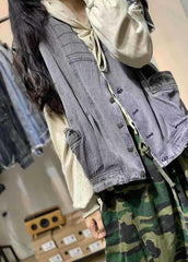 Natural sleeveless cotton clothes For Women Shirts denim blue v neck shirts fall CTS190815