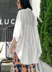 Natural white cotton clothes For Women wild short summer shirts AT-HTP200617