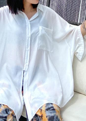 Natural white cotton clothes For Women wild short summer shirts AT-HTP200617