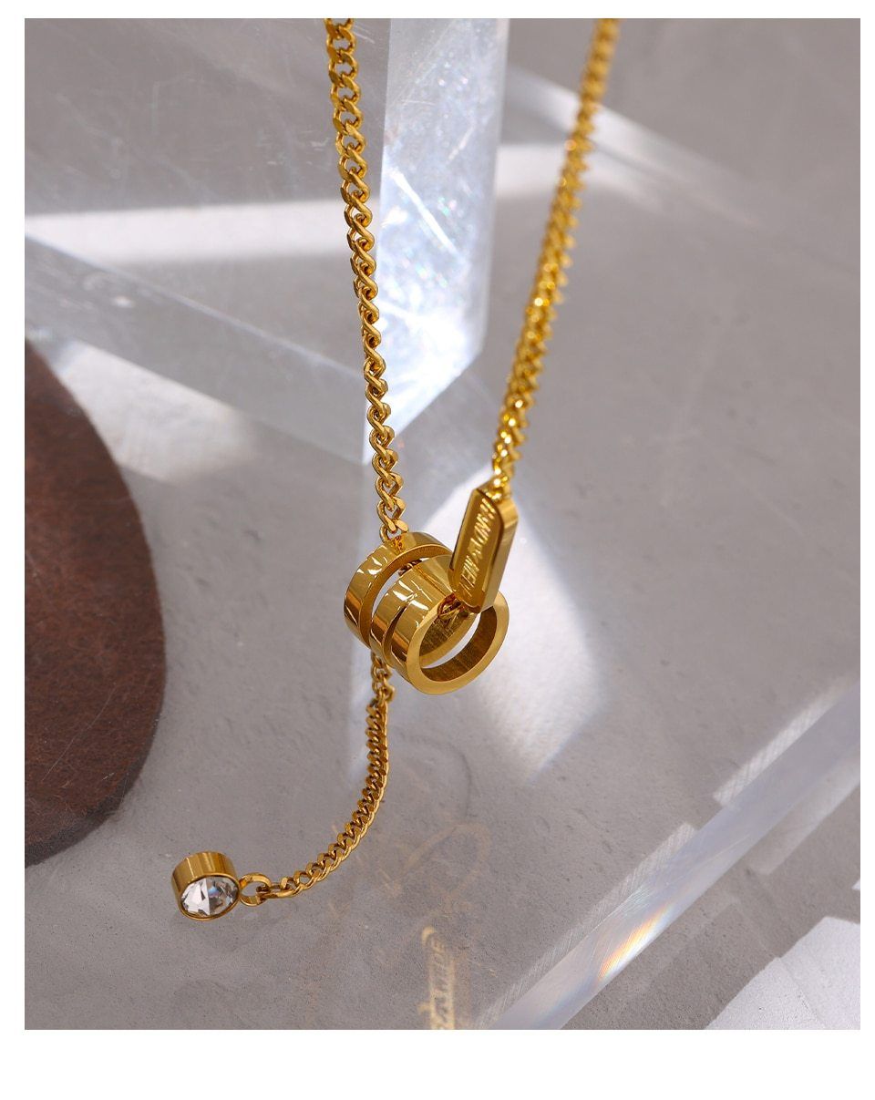 Necklace Charm Jewelry Stainless Steel Collar Metal Geometric Pendant Cubic Zirconia 2021 Touchy Style