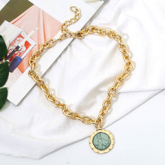 Necklaces Charm Jewelry  Bohemian Vintage Green Stone Pendant IZOS0207 Touchy Style