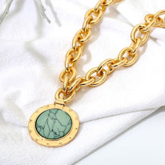 Necklaces Charm Jewelry  Bohemian Vintage Green Stone Pendant IZOS0207 Touchy Style