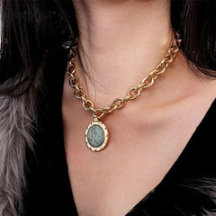 Necklaces Charm Jewelry  Bohemian Vintage Green Stone Pendant IZOS0207 Touchy Style