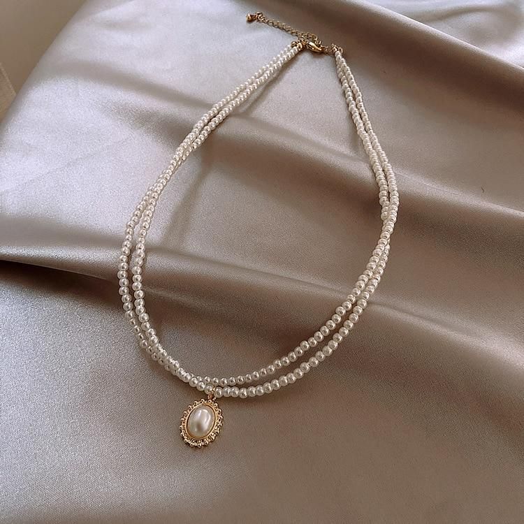 Necklaces Charm Jewelry Mini Pearl With Double Layers #ET209 Touchy Style