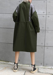 New army green overcoat trendy plus size long lapel drawstring coats AT-TCT190823