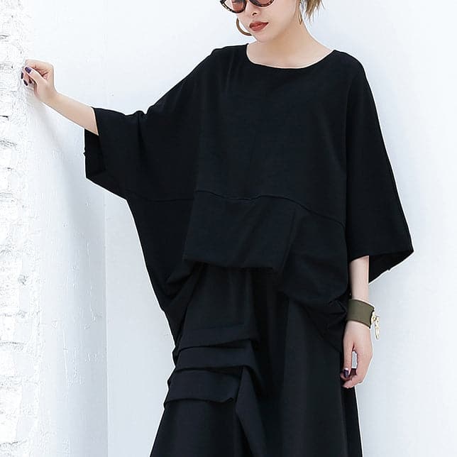 New black cotton Vest casual cotton t shirts women batwing sleeve loose waist brief t shirt AT-STP180417
