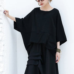 New black cotton Vest casual cotton t shirts women batwing sleeve loose waist brief t shirt AT-STP180417