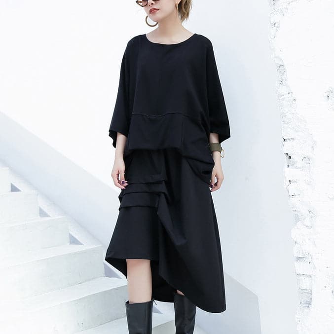 New black cotton Vest casual cotton t shirts women batwing sleeve loose waist brief t shirt AT-STP180417