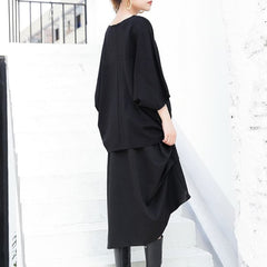 New black cotton Vest casual cotton t shirts women batwing sleeve loose waist brief t shirt AT-STP180417