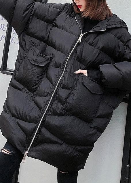 New plus size clothing snow jackets big pockets coats black hooded zippered winter outwear AT-DJK191203