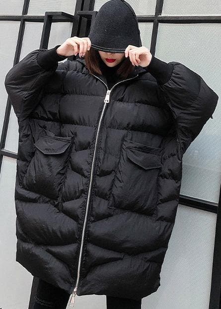 New plus size clothing snow jackets big pockets coats black hooded zippered winter outwear AT-DJK191203