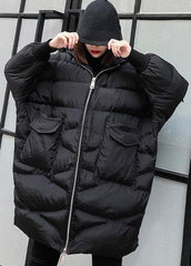 New plus size clothing snow jackets big pockets coats black hooded zippered winter outwear AT-DJK191203