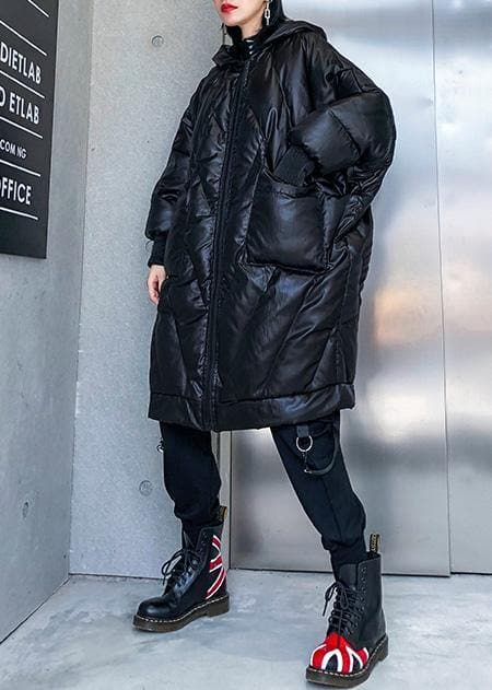 New trendy plus size winter jacket loose hooded winter coats black thick pockets coat AT-DJK191203
