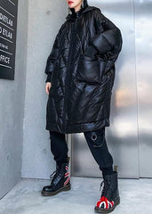 New trendy plus size winter jacket loose hooded winter coats black thick pockets coat AT-DJK191203