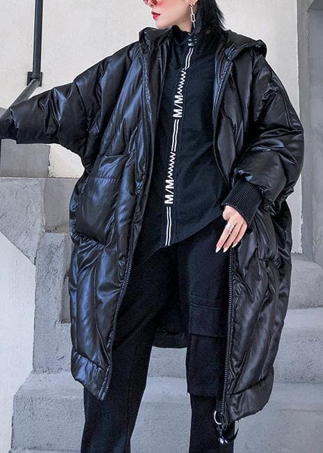 New trendy plus size winter jacket loose hooded winter coats black thick pockets coat AT-DJK191203