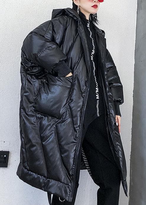 New trendy plus size winter jacket loose hooded winter coats black thick pockets coat AT-DJK191203