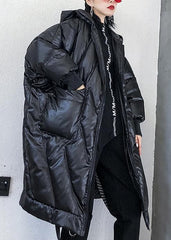 New trendy plus size winter jacket loose hooded winter coats black thick pockets coat AT-DJK191203