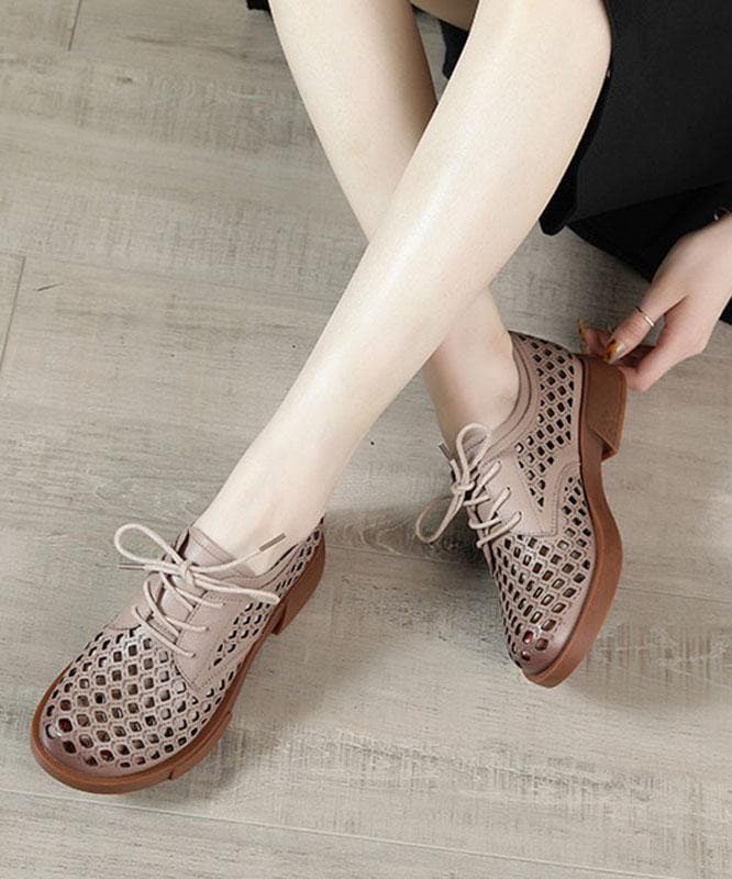 Nude Flat Shoes For Women Genuine Leather Boutique Cross Strap Flat Shoes XZ-PDX210728