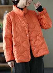 Orange Duck Down Stand Collar Loose Button Winter Down Coat GK-DJK211012