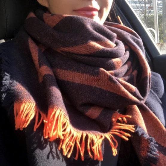 Orange geometric big scarf shawl thickened autumn and winter double-sided dual-use SCF200801