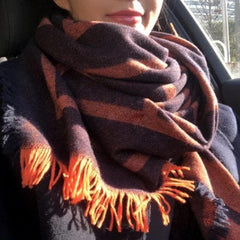 Orange geometric big scarf shawl thickened autumn and winter double-sided dual-use SCF200801