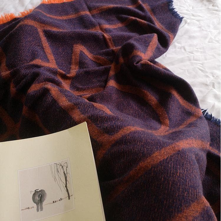 Orange geometric big scarf shawl thickened autumn and winter double-sided dual-use SCF200801