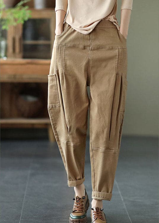 Organic Khaki Loose Pockets Harem Fall Pants GK-LPTS211019
